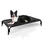 DOPEDIO Raised Dog Bed Black L Size Cooling Breathable Elevated Pet Bed Outdoor for Travel and Garden