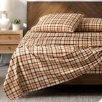 Bare Home Flannel Sheet Set Prints, 100% Cotton, Velvety Soft Heavyweight - Double Brushed Flannel - Deep Pocket (Full, Red Lodge Plaid)