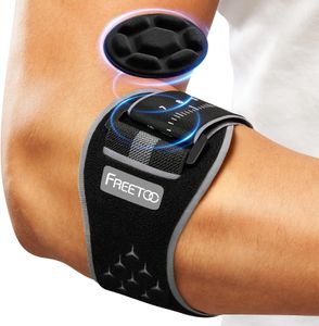 FREETOO Tennis Elbow Support Strap – Adjustable Brace with Compression Pad, Black