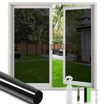 OFHome One Way Privacy Film with Installation Tools, Self Adhesive Window Tint for Home and Office, Anti Glare UV Sun Blocking Heat Control Reflective Mirror Daytime Glass Tinting, Black, 118x300cm
