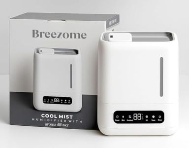 BREEZOME Smart Ultrasonic Humidifier and Aroma Difuser, 4L Cool Mist Top Filling Humidifiers for Home & Bedroom, 360° Nozzle Auto Shut-Off with Timer,LED Display, Remote Control (White, 4 Liter)