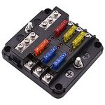 Rfvtgb Fuse Box with Negative Bus, 6 Way Blade Fuse Holder Block with LED Indicator for 12V Boat Car Automotive Truck Marine