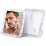 Anti-fog shaving mirror for the shower, bathroom mirror with suction cup and 360° swivel, unbreakable mirror, fogless shower mirror, 13.5 cm x 13.5 cm (clear)