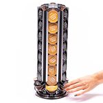 Peak Coffee Revolving Pod Holder for 48 Dolce Gusto Pods - Compatible with Dolce Gusto - Coffee Capsule Storage, Organiser & Dispenser - Rotating Tower Rack - Modern Chrome & Silver Finish