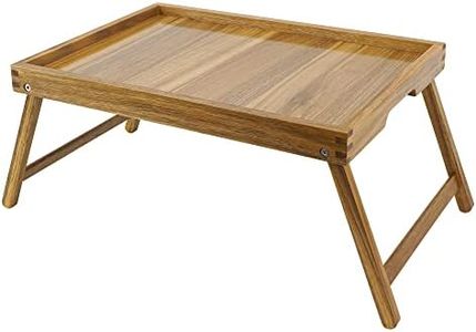 VaeFae Acacia Bed Table Tray, Wooden Breakfast Tray with Folding Legs, Bed Tray for Eating and Laptop, Eating Trays for Bedroom (Large)