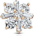 FIFTH CUE 14G Princess Cut CZ Crossed CZ Square 316L Surgical Steel Internally Threaded Dermal Anchor Top (ROSE GOLD)