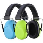 Onhear Kids Ear Defenders Children, 2 Pack 28 dB for Noise Reduction, Comfortable Kid Cancelling Protection, Adjustable Hearing Protection Autism/Toddler/Teen/Children, Blue+Green