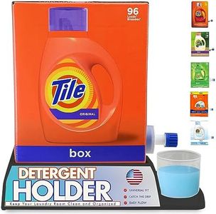 Skywin Laundry Detergent Holder For Eco Box Laundry Soap Dispenser - with Easy-to-Store Package - Less Plastic Liquid Laundry Detergent Dispenser, Laundry Mats for Laundry Room Organization (Black)