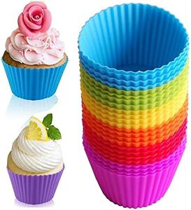 Silicone Cupcake Liners, 24 Pack Reusable Baking Cups Nonstick Easy Clean Pastry Muffin Molds 7cm Silicone Cupcake Moulds for Cake Balls, Muffins, Cupcakes and Candies