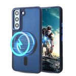 YmhxcY For Samsung Galaxy S22 Plus Case,Supports Wireless Charging Magnetic case, Translucent Matte Back Slim Shockproof Phone Cover,For Samsung Galaxy S22 Plus-6.6 Inch(Sapphire Blue)