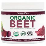 NaturesPlus Organic Beet Powder - Fermented and Non Fermented Beet Powder Rich in Naturally Occurring Nitrates - Organic, Gluten Free, Vegan - 30 Servings, 240g