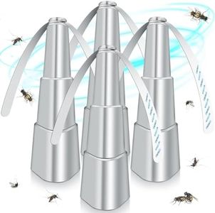 PIMAG Fly Fans for Tables, Fly Repellent Fan Indoor Outdoor with Holographic Blades Keep Flies Away, Bug Repellent Outdoor for Picnic, Party, Restaurant, Kitchen, and BBQ, 4 Pack, Silver