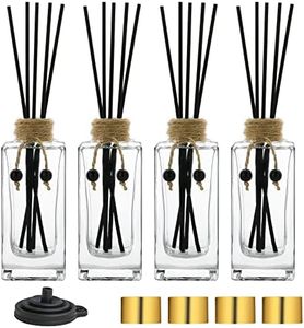 Reed Diffuser Bottle Set of 4 Glass Diffuser Bottles 5oz/155ml Clear Empty Essential Oil Diffuser Glass Bottles with Caps and Reeds Decorative Bottle Set Bulk Reusable Apothecary Perfume Jar Gift