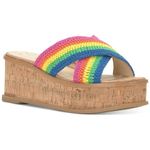 Jessica Simpson Womens Ediza Crochet Platform Sandals Multi 7.5 Medium (B,M)