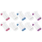 Fruit of the Loom Girls' Everyday Essential Soft Cushion Socks Casual, White, Large (Pack of 10)