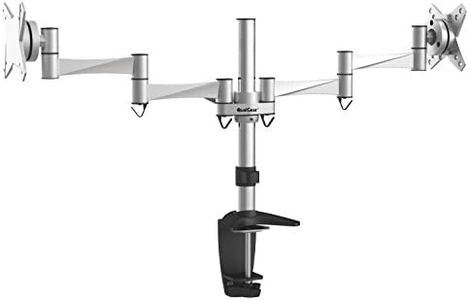 QualGear QG-DM-02-016 3 Way Articulating Dual Desk Mount for 13-27 Inches Flatpanel Monitors, Silver