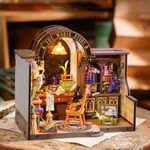 Rolife DIY Miniature House Kit, Mini House Building Kit The Magic Study, Dolls House Miniature Kit Desk Bookshelf Decoration, Model House Gift DG166