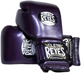 CLETO REYES Training Boxing Gloves with Hook and Loop Closure for Sparring and Heavy Punching Bags, Men and Women, MMA, Kickboxing, Muay Thai, 14oz, Metallic Purple