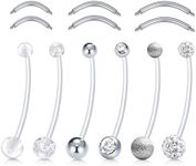 D.Bella 14G Pregnancy Belly Button Rings with Replacement Balls Flexible Bioplast Sport Maternity Belly Ring Retainer for Women Navel Piercing Retainer 1 1/2Inch (38mm), Surgical Steel, Bioplast