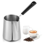 Supvox® 600ml Stainless Steel Milk Frothing Pitcher, Coffee Frother Mug with Anti-Scald Handle, Easy Pour V-Shaped Spout Steel Jug, Barista Coffee Accessories for Latte Art and Cappuccino