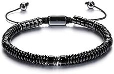 Jovivi Healing Crystal Bracelet for Men Hematite Black Obsidian Tiger Eye Gemstone Beaded Bracelets Adjustable Protection Crystals Natural Stone Beads Bracelet for Men Women Anxiety Relief, 6mm,