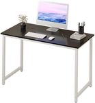 Halter Computer Desk for Home Office 47” Work Table Easy Assembly Black Desk White Frame