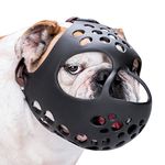 BARKLESS Short Snout Dog Muzzle, Soft Silicone Flat Faced Muzzle for French Bulldog Shih Tzu and Pug for Biting Chewing Licking and Grooming, Allows Panting (XL, Black)