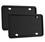 2pack Silicone License Plate Frame Universal American Canada License Plate Holder Rust-proof & Rattle-proof (black)