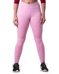 Womink Women's Sports Tights I Polyester Plain High Waist Stretchable Ankle Length Workout Leggings with Pockets I Ultimate Comfort & Support Activewear Pants for Gym Yoga Zumba Girls (Medium, Pink)