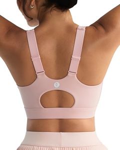 RUNNING GIRL Sports Bras for Women High Support, Adjustable Straps High Impact Molded Cup Sports Bra with Sewn in Pads(WX3115Pink,L)