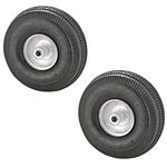 Rocky Mountain Dolly Wheel 4.10/3.50-4” - Heavy Duty Replacement Tire/Rim for Hand Truck, Cart, Dolly, Gorilla Cart - 2.25” Offset Hub with Pneumatic 5/8” Ball Bearing - Sawtooth Tread - 400 lb (2)