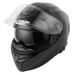 JDC Motorcycle Helmet Full Face - Retractable Double Visor ECE 22.06 - SABRE - Black - M