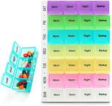 7 Day Pill Box Organiser | Large Pill Boxes 7 Day 4 Times a Day | Weekly Pill Box Tablet Organiser | Tablet Box Pill Organiser 7 Day 4 Times | Daily Pill Box Organiser 7 Day | Medicine Storage Box