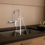 Delta Faucet Wall Mount Kitchen Sink Faucet Mixer I 10 Year Warranty I Aerated Foam Flow Kitchen Faucet I Sink Tap with 360° Spout Rotation I Kami Kitchen Sink Tap I Chrome I 33904