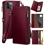 XcaseBar for iPhone 11 Pro Max 6.5" Wallet case with Zipper Credit Card Holder RFID Blocking, Flip Folio Book PU Leather Phone case Shockproof Cover Women Men for Apple 11 ProMax case Wine Red