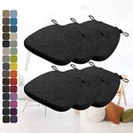 Kimgull Chair Cushions with Ties, Set of 6 Soft Chair Pads, Non Slip Breathable Cover Detachable Seat Cushion for Kitchen Dining Living Room Office Chair(15.7x15x1.2In Black)