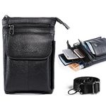 Ranboo Travel Leather Crossbody Cell Phone Purse Shoulder Bag Waist Pouch Belt Clip Holster Wallet Case Fits for iPhone 15 Pro Max 14 Pro Max 13 Pro Max Samsung Galaxy A15 A14 A54 S24 Ultra (Black)