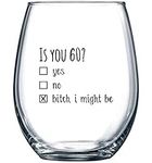 60th Birthday Gifts for Women and Men Wine Glass - Funny Is You 60 Gift Idea for Mom Dad Husband Wife – 60 Year Old Party Supplies Decorations for Him, Her - 15oz