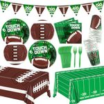 Football Party Supplies Set Serve 24- Includes Dinner Plates, Dessert Plates, Cups, Napkins, Banner, Tablecloth for Football Birthday Party, Gameday, Tailgate