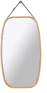 CARLA HOME Hanging Wall Mirror 74x43cm - Solid Bamboo Frame and Adjustable Leather Strap for Bathroom and Bedroom, Vanity Mirror, Makeup Mirror, Face Mirrors, Wall Shelf Mirror (Full Length)