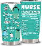 WAZONE Nurse Nutrition Facts Tumbler Cup Coffee Scrubs and Rubber Gloves Insulated Vacuum Stainless Steel 20 Oz Travel Mug Thermos Nurses Gifts for Women on Graduation Birthday Christmas