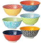 Lawei 6 Pack Ceramic Cereal Bowls, 23 Oz Colorful Soup Bowls for Kitchen, Porcelain Deep Bowls Set for Soup, Salad, Pasta, Rice, Ice Cream and Oatmeal, Microwave Dishwasher Safe