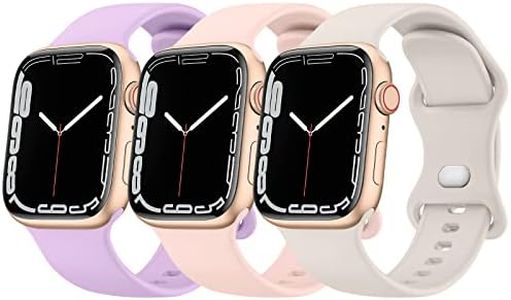 3 PACK Sport Bands Compatible with Apple Watch Band 38mm 40mm 41mm 42mm 44mm 45mm 49mm,Soft Silicone Waterproof Strap Compatible with iWatch Apple Watch Series Ultra 8 7 6 5 4 3 2 1 SE Women Men (38/40/41mm, Lavender+Pink+Starlight)