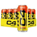 C4 Performance Energy Drinks Orange Slice 500ml (12 pack) | Sugar Free Energy Drink with 160mg Caffeine, 250mg Betaine, 1050mg Taurine | Low Calorie Fizzy Drinks for On the Go Energy and Focus