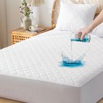 Gogreen Waterproof Mattress Protector, Stretchable Cal King Mattress Protector Fit up to 16", Super Soft Mattress Cover Cal King Size Bed Cooling Mattress Protector, Breathable Bed Cover White