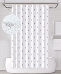 YOUNG DA Fabric Shower Curtain Grey & White Water Droplets Design for Bathroom, Shower Curtains Mould Proof Resistant 72x72 inch, Washable Fabric, Includes 12 Hooks