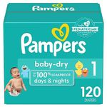 Diapers Newborn/Size 1 (8-14 lb), 120 Count - Pampers Baby Dry Disposable Baby Diapers, Super Pack