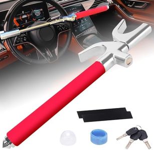 Turnart Steering Wheel Lock Universal Car Lock Anti-Theft Device Retractable Steering Lock with 3 Keys for Auto/Truck/SUV/Van (Red)