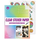 Waterproof Printable Vinyl Sticker Paper for Inkjet Printer - 15 Clear White Decal Paper Cricut Sheets A4 - Holds Ink Beautifully & Dries Quickly