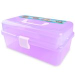 Craft Caddy Box Plastic Cantilever Box 3 Tray Art and Craft Box for Pencils Paints Pastels Craft Accessories